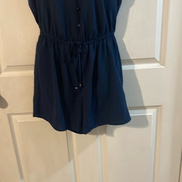BeBop Navy Button-Up Romper - Picture 3 of 10